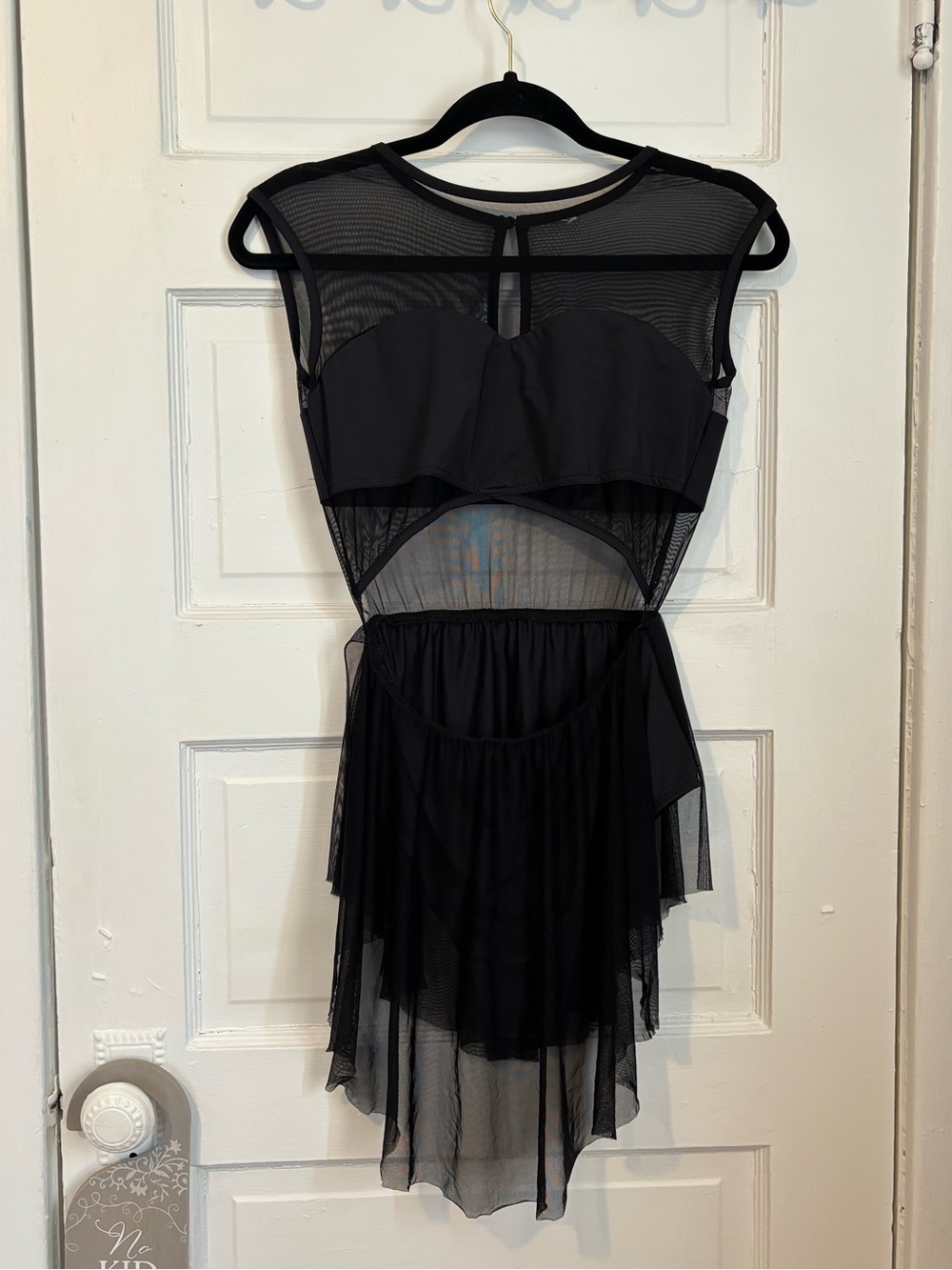 Weissman Black Mesh Cutout Dress